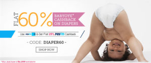 babyoye get 60 cashback + extra 25 cashback on diapers