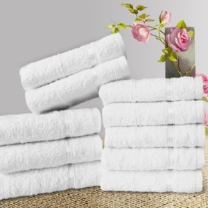 Amazon - Buy Story@Home Solid 10 Piece 450 GSM Cotton Face Towel Set - White at Rs 169 only