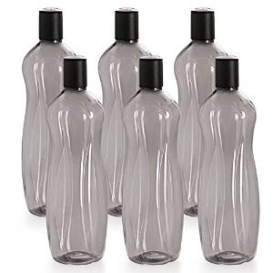 Amazon Cello Sipwell PET Bottle Set, 1 Litre, Set of 6, Black