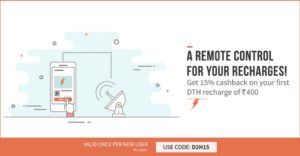 Freecharge Get 15 cb on DTH recharge