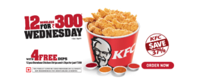 KFC- Buy 12 Pcs Hot and Crispy Boneless Chicken at just Rs 300 with 4 Free Dips + Extra 25% cashback via Paytm