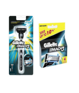 Snapdeal Gillette Mach 3 Manual Shaving Razor Blades (Cartridge) 4s pack + 1up Razor