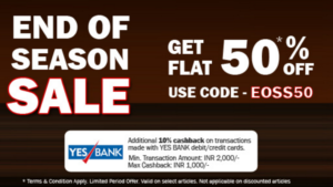 bata get flat 50 off on footwear End of season sale + 10 cashback with yesbank