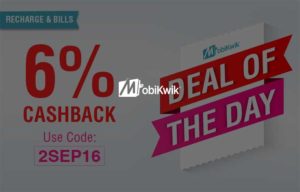 Mobikwik Get 6 cb on recharge of Rs 10 or more