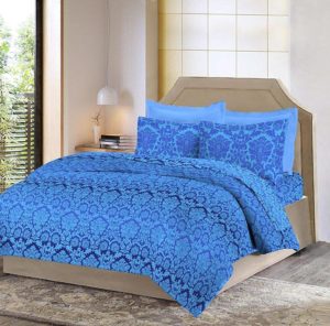 Amazon - Buy Bombay Dyeing Mimosaa 100 TC Cotton Double Bedsheet with 2 Pillow Covers - Blue at Rs 499 only