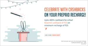 Freecharge- Get upto 400% cashback on Recharge of Rs 25 or more (New Users)