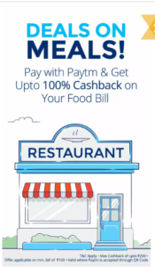 100% cashback on food bill