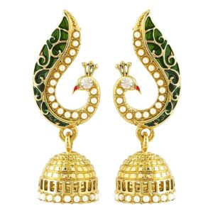 amazon-buy-peora-donna-peacock-jhumkis-for-girls-women-green-at-rs-179-only