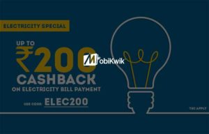 Mobikwik - Get 3% cashback on Electricity Bill Payments (Max. 200)