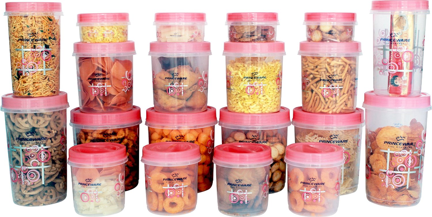 Amazon - Buy Princeware Twister Combo Plastic Package Container Set, 20-Pieces, Pink for just Rs.466(43% off)