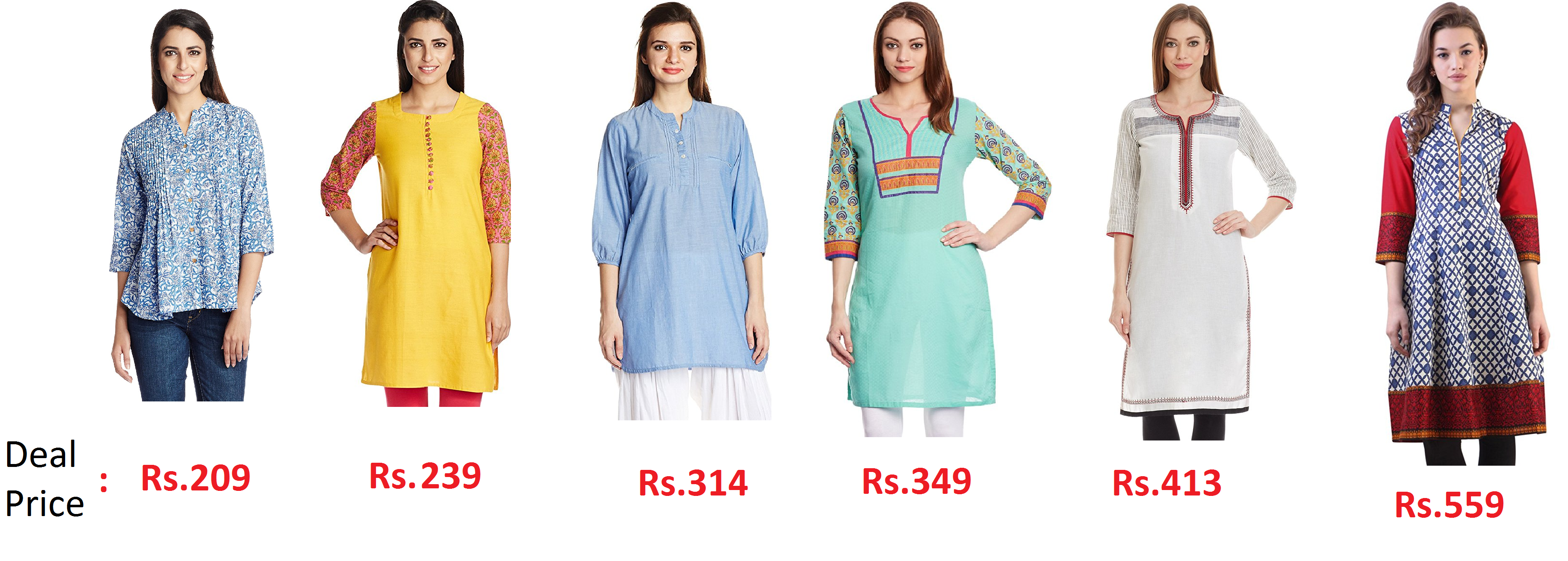 Amazon - Minimum 65% off on Women's Kurtas