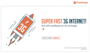 Get flat 10% Cashback on your 3G recharge