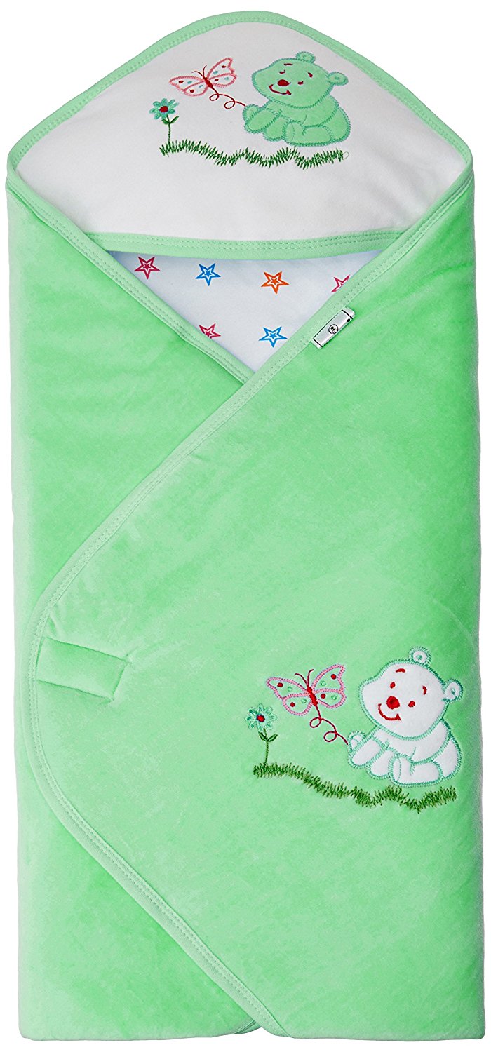 (Hurry) Amazon - Buy Tiny Care Baby Hooded Wrapper with Star and Bear (Green) for just Rs.185 (70% off)