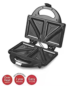 Lifelong 116 Stainless Steel Triangle Plate Toast Sandwich Maker, Black