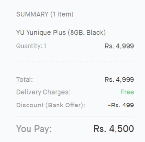 YU Yunique plus phone at Rs 4500 only snapdeal