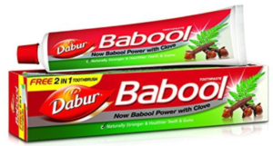 Dabur Babool Toothpaste - 180 g with Free 2 in 1 Toothbrush 