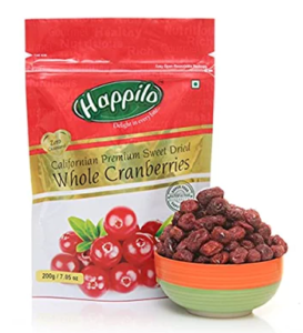 Happilo Premium Californian Dried and Sweet Whole Cranberries, 200g