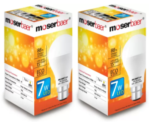 Moserbaer 7 W B22 LED Bulb (White, Pack of 2)