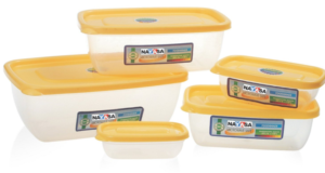 Nayasa Microwave Polypropylene Storage Container, 5-Pieces, Yellow