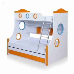 Pepperfry - Buy Remo Bunk Bed with Storage in Glossy White & Orange Colour by Royal Oak at Rs 32348