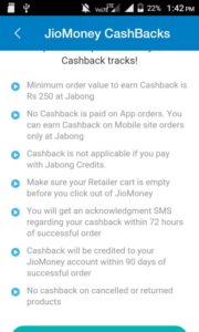 Jabong- Get Flat Rs 250 cashback on Order of Rs 250 & above through Jio Money11