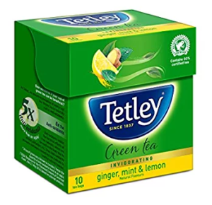 Tetley Green Tea, Ginger Mint Lemon, 10 Tea Bags