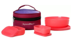 Signoraware Classic Lunch (Sappire) with Bag 3 Containers Lunch Box