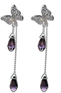 Youbella Aaa Clear Zircon Cute Butterfly Dangle & Drop Earrings