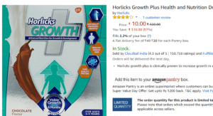 horlicks growth plus health and nutrition at Rs 10 only chennai amazon