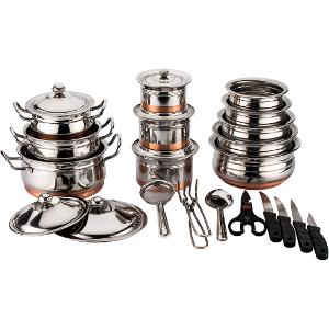 Paytm- Buy Mahavir 26 Pc Stainless Steel Copper Bottom Cook N Set Set