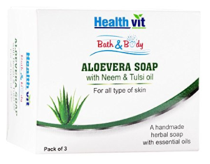 Healthvit Bath & Body Aloevera Soap With Neem & Tulsi Oil 75g - Pack of 3