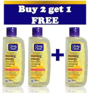 PayTM- Buy Clean &amp; Clear Morning Energy Face Wash (Buy 2 Get 1 FREE) for Rs 168 or 180