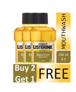 Buy 2 Get 1 free Listerine Original 250 ml at rs.173