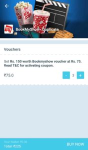 MagicPin App- Buy BookMyShow vouchers at 50% Off on Rs 150 worth voucher