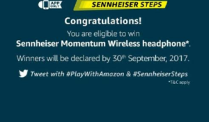 amazon quiz contest completed congratulations sennheiser steps 30th August