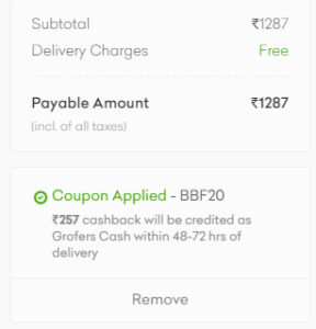 grofers code applied