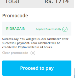 paytm rideagain code