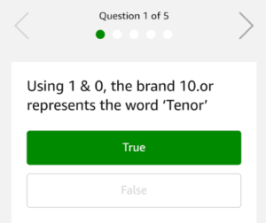 10.or tenor amazon app quiz time questions 5 answer win free