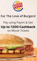 Burger king- Rs 200 cashback on movie