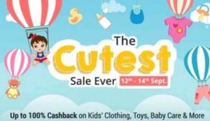 Paytm 100% Cashback on baby kids