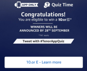 amazon app quiz time 10.or tenor congratulations message 7th september