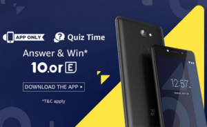 amazon app quiz time answer and win tenor 10.or mobile phone for free 7th September