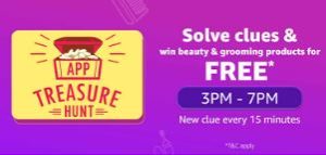 amazon app treasure hunt 29th september beauty grooming products free