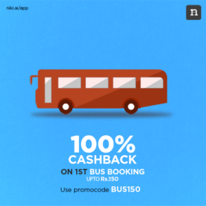 Niki App- Get Flat 100% cashback on Bus ticket booking