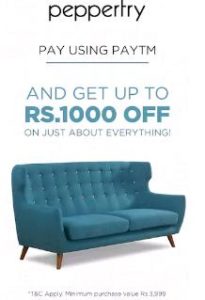 Paytm- Buy Coupon of Rs.1000 Off On Minimum Purchase Of Rs.3999 at Pepperfry