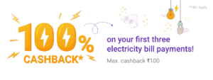 PhonePe- Get 100% cashback on First 3 Electricity Transactions