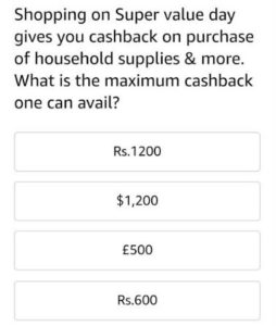 amazon super value day quiz question1 answers