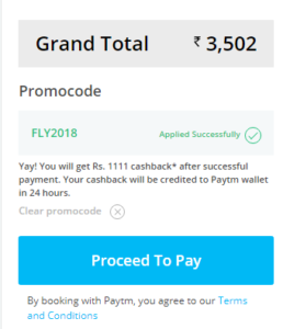 fly2018 paytm code