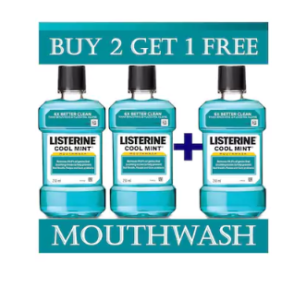 Buy 2 Get 1 free Listerine Cool Mint 250 ml at rs.149