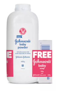 Johnson's Baby Powder 400g + Johnson's 100g at rs.126